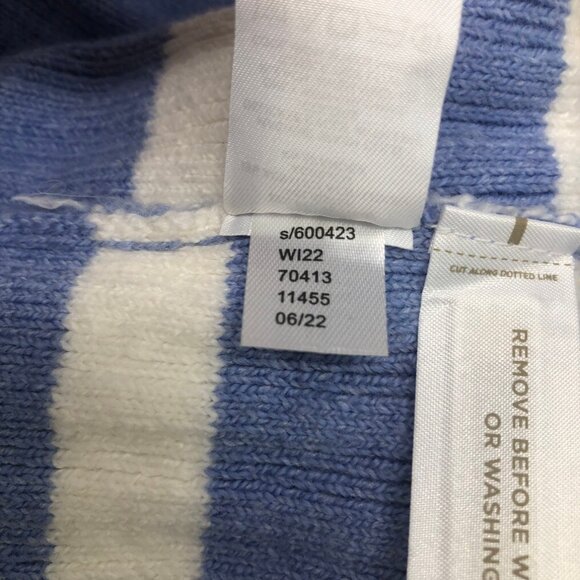 NWT LOFT Ribbed Mockneck Sweater Size M Blue White Stripe Oversized - Picture 8 of 8